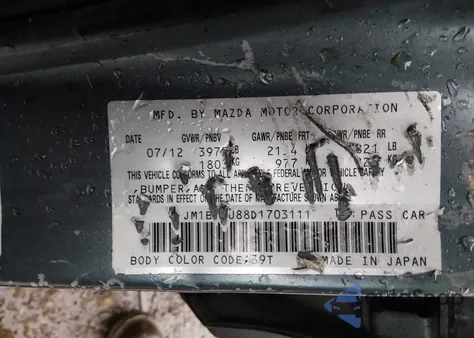 2013 Mazda Mazda3 I Sport z USA, uszkodzony, nr VIN JM1BL1U88D1703111